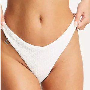 Accessorize London textured high leg bikini bottom in white UK 12 // US 8 NWT